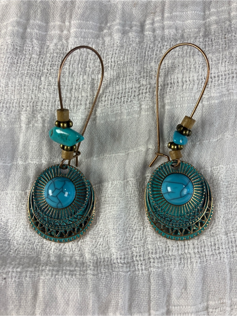 Turquoise Drop Filigree Earrings - Women Jewelry